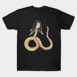 Snake Creature with Woman Head Japanese Yokai Art Folklore T-Shirt